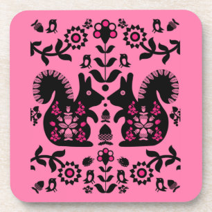 Dessous-de-verre Écureuil Nordic Scandinave Folk Art