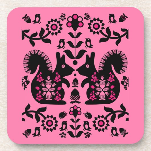 Dessous-de-verre Écureuil Nordic Scandinave Folk Art (Devant)