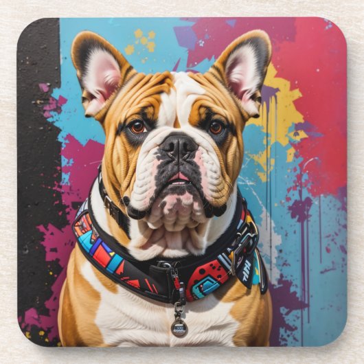 Dessous-de-verre Edgy Bulldog Grunge Arrière - plan (Devant)