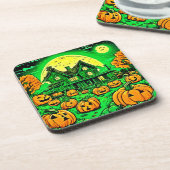 Dessous-de-verre Eerie Nightfall : Halloween Cartoon Citrouille Pat (Côté gauche)