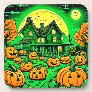 Dessous-de-verre Eerie Nightfall : Halloween Cartoon Citrouille Pat