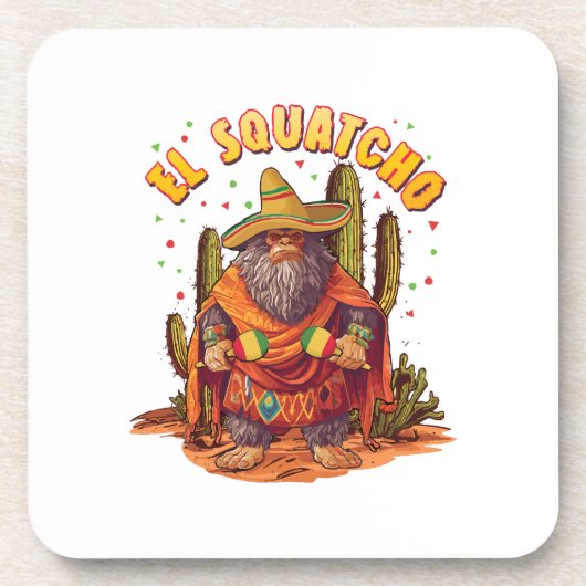 Dessous-de-verre El Squatcho Bigfoot avec Maraca, Sombrero et Ponc (Devant)
