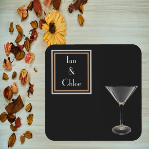 Dessous-de-verre Elégant Art Déco noir Martini verre
