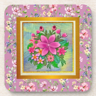 Dessous-de-verre Élégant bouquet de fleurs botaniques à l'aquarelle