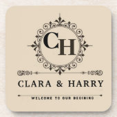 Dessous-de-verre Elegant calligraphic initials monogram wedding  (Devant)