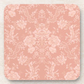 Dessous-de-verre Elegant Chic Floral Damask-Peach (Devant)
