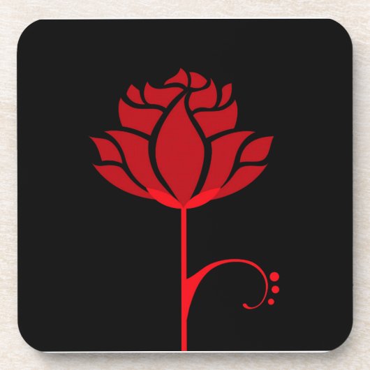 Dessous-de-verre Élégant ensemble de rose rouge de 6 Dessous de ver (Devant)