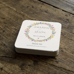 Dessous-de-verre Élégant Fleur sauvage violet jaune Mariage floral