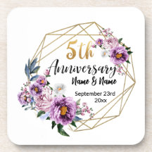 Élégant Floral Or 5 Ans d'Anniversaire