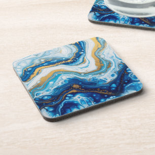 Dessous-de-verre Elégant Fluid Art Carreaux décoratifs - Bleu Abstr