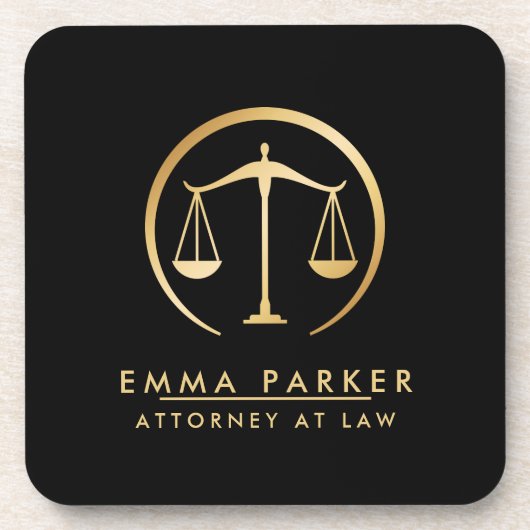 Dessous-de-verre Elegant Gold & Black Lawyer Black (Devant)