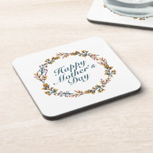 Dessous-de-verre Elegant Happy Mother's Day Floral Wreath Coaster