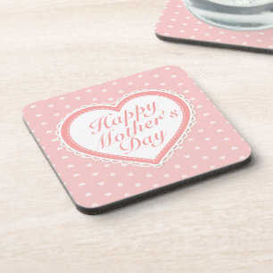 Dessous-de-verre Elegant Happy Mother's Day Pink Hearts Coaster