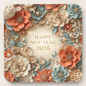 Dessous-de-verre elegant happy new year floral coasters (Devant)
