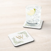 Dessous-de-verre Élégant Monogramme Moderne de Feuillage Doré (Côté Droit)