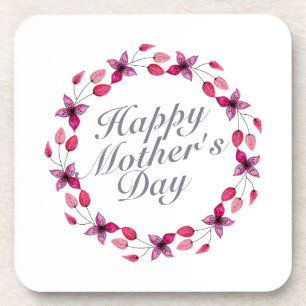 Dessous-de-verre Elegant Mother's Day Floral Wreath   Coaster