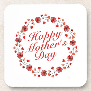 Dessous-de-verre Elegant Mother's Day Floral Wreath   Coaster