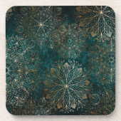 Dessous-de-verre Elégant or et Turquoise vert Floral Mandala Motif (Devant)