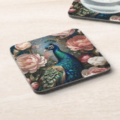 Dessous-de-verre Élégant Peacock Pink Peonies (Côté gauche)