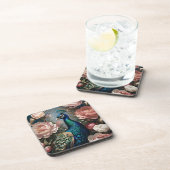 Dessous-de-verre Élégant Peacock Pink Peonies (Côté Droit)