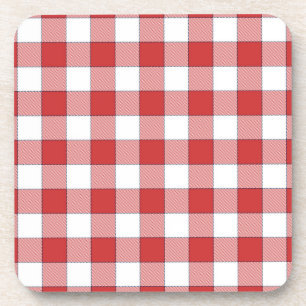 Dessous-de-verre Élégant Pique-nique Campagne À damiers Rouge Blanc