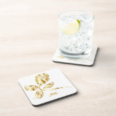 Dessous-de-verre Élégant Rose Or Monogrammé (Côté Droit)