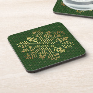 Dessous-de-verre Elégant Sage Green & Gold Snowflake