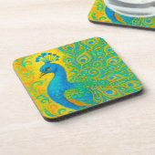 Dessous-de-verre Elégant Turquoise Peacock Bird Décoratif (Côté gauche)