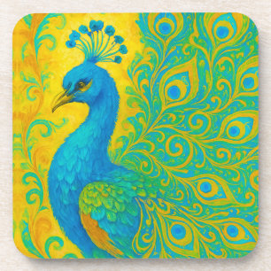 Dessous-de-verre Elégant Turquoise Peacock Bird Décoratif