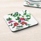 Dessous-de-verre Elégante aquarelle moderne fleur sauvage rose fonc (Côté gauche)