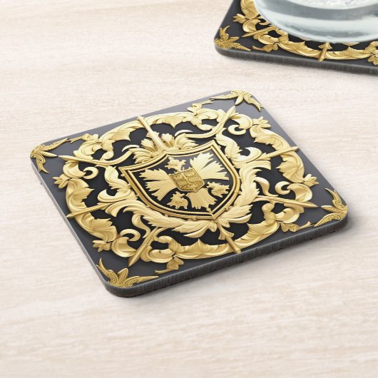 Dessous-de-verre Elégante Cimetière dorée avec Bouclier (Côté gauche)