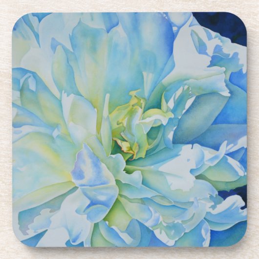 Dessous-de-verre Elégante couleur bleue turquoise florale (Devant)