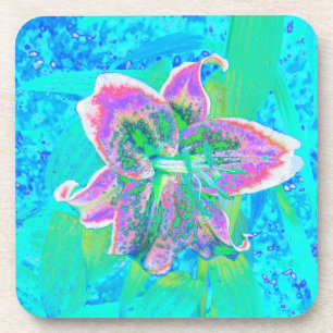 Dessous-de-verre Élégante Fleur de Lys Blanche et Verte Lime