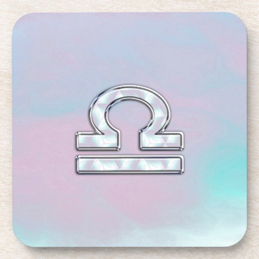 Dessous-de-verre Élégante Libra Zodiac signe Mère de Pearl Style (Devant)