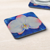 Dessous-de-verre Elégante orchidée florale blanche rose aquarelle (Côté gauche)