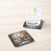 Dessous-de-verre Élégante scène hivernale de cerfs (Côté Droit)