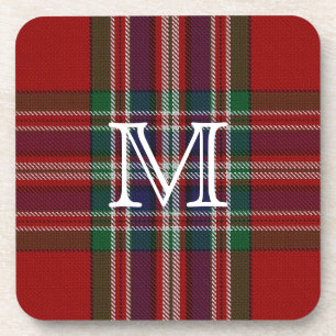 Dessous de verre élégants de monogramme de plaid