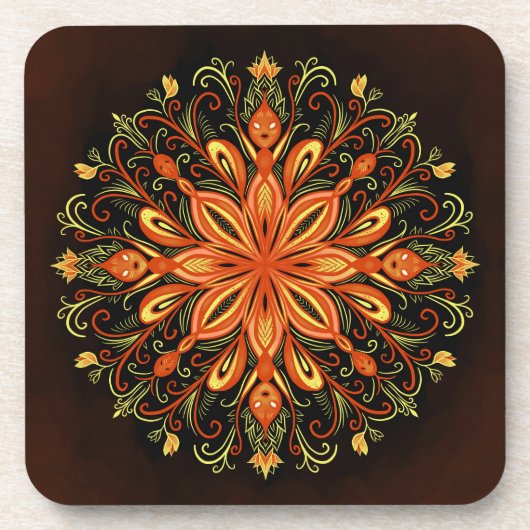 Dessous-de-verre Élément de feu Mandala - Créateur de flamme kaléid (Devant)