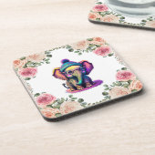 Dessous-de-verre Eléphant bébé mignon avec lunettes et Beanie (Côté gauche)