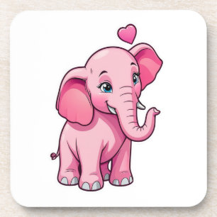 Dessous-de-verre Eléphant Bébé Rose Cute Avec Amour