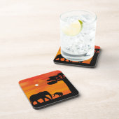 Dessous-de-verre éléphant, , ciel, animaux, lever du soleil, nature (Côté Droit)