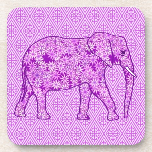 Dessous-de-verre Eléphant fleur - améthyste violet (Devant)