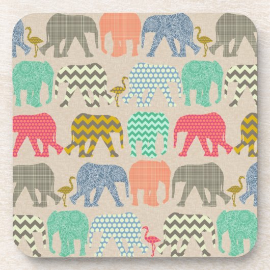 Dessous-de-verre éléphants et flamants (Devant)