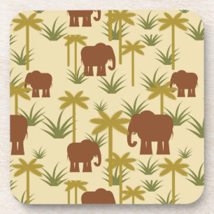 Dessous-de-verre Éléphants et paumes dans le camouflage
