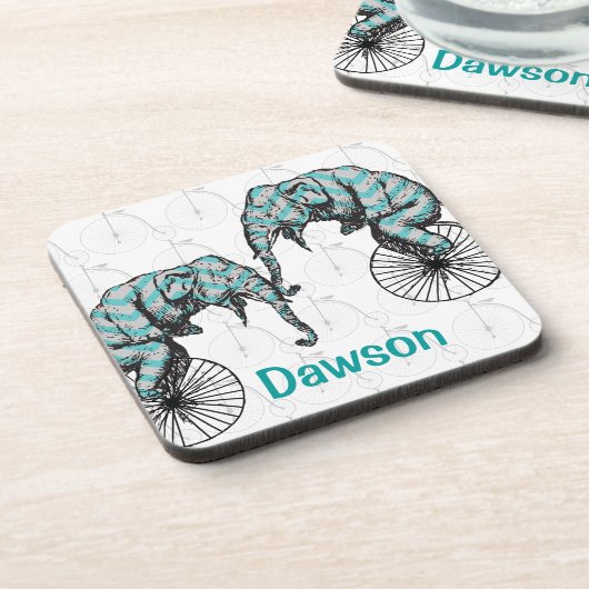 Dessous-de-verre Elephants Plus Vélos Égale YIKES! (Côté gauche)