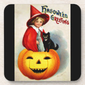 Dessous-de-verre Ellen H. Clapsaddle : Sorcière en Jack O'Lantern (Devant)