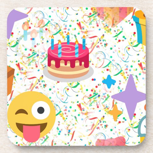 Dessous-de-verre emoji anniversaire heureux (Devant)