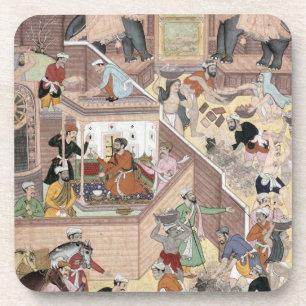 Dessous-de-verre Empereur Akbar (r.1556-1605) inspectant le buildin