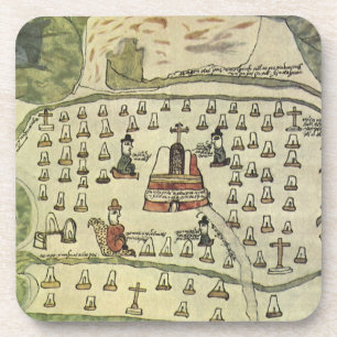 Dessous-de-verre Empire aztèque de Montezuma, carte du monde antiqu