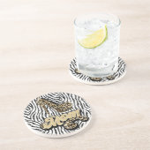 Dessous de verre Empreinte de léopard noir blanc (Côté)